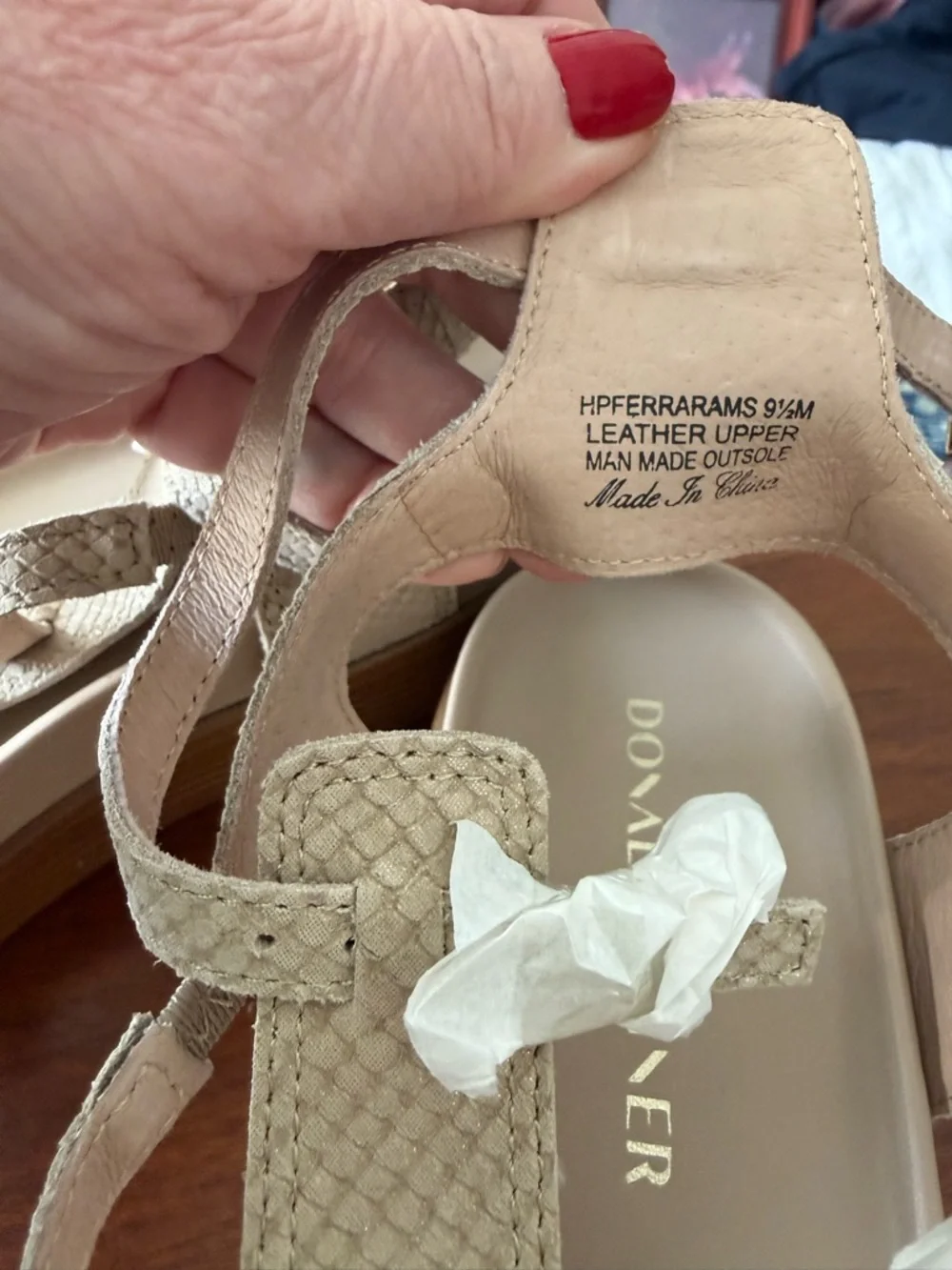 Donald J. Pliner Taupe Textured Strappy Gladiator Sandals - Picture 4 of 5